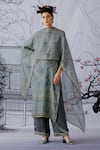 Buy_Rajdeep Ranawat_Grey , Satin, Kota Band Ghazala Tunic Set_Online_at_Aza_Fashions
