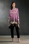 Buy_Rajdeep Ranawat_Purple Silk Nilofer Bandhani Print Shirt Tunic And Pant Set  _at_Aza_Fashions