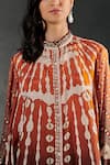 Rajdeep Ranawat_Orange Silk Nilofer Bandhani Print Shirt Tunic And Pant Set  _at_Aza_Fashions