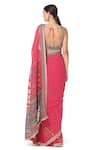 Shop_Rabani & Rakha_Pink Saree Georgette Blouse Net Scoop Neck Embroidered With  _at_Aza_Fashions