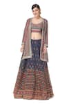 Buy_Rabani & Rakha_Blue Jacket Silk Georgette Skirt Embroidered Lehenga Set With  _at_Aza_Fashions