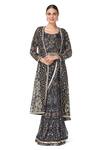 Buy_Rabani & Rakha_Black Georgette Printed Saree And Blouse Set_at_Aza_Fashions