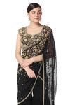 Buy_Rabani & Rakha_Black Net, Chiffon, Georgette V Neck Embroidered Saree And Gharara Set _Online_at_Aza_Fashions