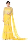 Rabani & Rakha_Yellow Georgette Round Tiered Lehenga Saree With Blouse  _Online_at_Aza_Fashions