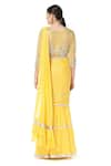 Shop_Rabani & Rakha_Yellow Georgette Round Tiered Lehenga Saree With Blouse  _at_Aza_Fashions