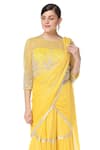 Rabani & Rakha_Yellow Georgette Round Tiered Lehenga Saree With Blouse  _at_Aza_Fashions