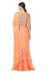 Shop_Rabani & Rakha_Orange Georgette Round Tiered Lehenga Saree With Blouse  _at_Aza_Fashions