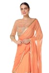 Buy_Rabani & Rakha_Orange Georgette Round Tiered Lehenga Saree With Blouse  _Online_at_Aza_Fashions