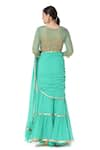 Shop_Rabani & Rakha_Green Georgette Round Tiered Lehenga Saree With Blouse  _at_Aza_Fashions