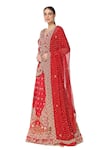 Rabani & Rakha_Red Chiffon V Neck Embroidered Kurta Lehenga Set  _Online_at_Aza_Fashions