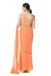 Shop_Rabani & Rakha_Orange Georgette Asymmetric Tiered Lehenga Saree With Blouse  _at_Aza_Fashions