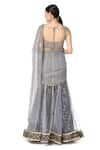 Shop_Rabani & Rakha_Grey Georgette Round Embroidered Lehenga Saree Set _at_Aza_Fashions