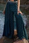 Shop_Awigna_Green Georgette Printed Mirror V Neck Cape And Palazzo Set _at_Aza_Fashions
