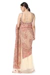 Shop_Rabani & Rakha_Beige Saree Chiffon Blouse Net Scoop Neck Embroidered With  _at_Aza_Fashions