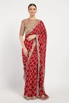 Buy_Rabani & Rakha_Red Georgette Round Zaynab Saree With Blouse  _at_Aza_Fashions