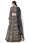 Shop_Rabani & Rakha_Black Organza, Georgette, Dupion Round Printed Lehenga Set _at_Aza_Fashions