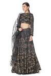 Rabani & Rakha_Black Organza, Georgette, Dupion Round Printed Lehenga Set _Online_at_Aza_Fashions