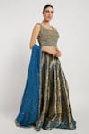 Rabani & Rakha_Blue Banarasi U Neck Nadia Bridal Lehenga Set _Online_at_Aza_Fashions