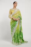 Rabani & Rakha_Yellow Banarasi Silk Bateau Zaynab Saree With Blouse  _Online_at_Aza_Fashions