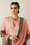 Rajdeep Ranawat_Peach Tunic Silk Pant Satin Stole Chiffon V Banera Kimono Set  _Online_at_Aza_Fashions