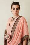 Buy_Rajdeep Ranawat_Peach Tunic Silk Pant Satin Stole Chiffon V Banera Kimono Set  _Online_at_Aza_Fashions