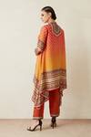 Shop_Rajdeep Ranawat_Yellow Silk Band Collar Navya Asymmetric Tunic  _at_Aza_Fashions