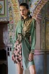 Buy_Rajdeep Ranawat_Green Silk Spread Collar Rasheda Printed Dress  _at_Aza_Fashions