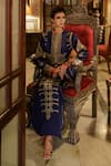 Rajdeep Ranawat_Blue Dupion Mandarin Collar Indira Panelled Printed Jacket  _Online_at_Aza_Fashions