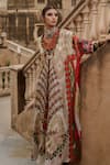 Buy_Rajdeep Ranawat_Beige Silk V Neck Banera Kaftan Tunic  _at_Aza_Fashions