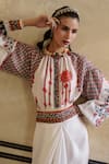 Buy_Rajdeep Ranawat_White Silk Round Larisa Printed Top  _at_Aza_Fashions