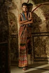 Shop_Rajdeep Ranawat_Multi Color Saree And Bralette Silk Waistcoat Sakina With Blouse  _at_Aza_Fashions