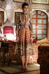 Rajdeep Ranawat_Brown Dupion Round Shahnoza Waistcoat  _Online_at_Aza_Fashions