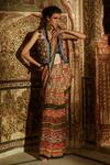 Shop_Rajdeep Ranawat_Brown Dupion Round Zamina Waistcoat  _at_Aza_Fashions