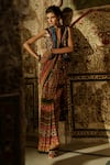 Rajdeep Ranawat_Brown Dupion Round Zamina Waistcoat  _Online_at_Aza_Fashions