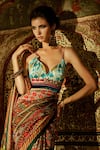 Buy_Rajdeep Ranawat_Blue Silk Plunge Neck Zana Bralette  _at_Aza_Fashions