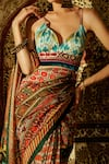 Rajdeep Ranawat_Blue Silk Plunge Neck Zana Bralette  _Online_at_Aza_Fashions