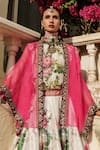 Buy_Rajdeep Ranawat_Pink Organza Open Zulnara Kimono Cape  _at_Aza_Fashions