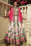 Rajdeep Ranawat_Pink Organza Open Zulnara Kimono Cape  _Online_at_Aza_Fashions