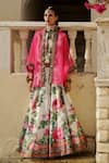 Buy_Rajdeep Ranawat_Pink Organza Open Zulnara Kimono Cape  _Online_at_Aza_Fashions