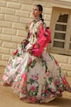 Shop_Rajdeep Ranawat_Pink Organza Open Zulnara Kimono Cape  _Online_at_Aza_Fashions