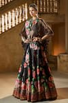 Buy_Rajdeep Ranawat_Black Organza Round Gulabo Cape And Lehenga Set  _at_Aza_Fashions