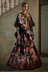 Rajdeep Ranawat_Black Organza Round Gulabo Cape  _Online_at_Aza_Fashions