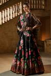 Shop_Rajdeep Ranawat_Black Organza Round Gulabo Cape  _at_Aza_Fashions