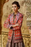 Shop_Rajdeep Ranawat_Red Satin Printed Lapel Collar Ravneet Blazer And Lehenga Set _at_Aza_Fashions