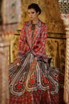 Rajdeep Ranawat_Red Satin Printed Lapel Collar Ravneet Blazer And Lehenga Set _Online_at_Aza_Fashions