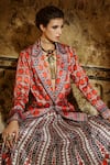 Shop_Rajdeep Ranawat_Red Satin Lapel Collar Ravneet Blazer  _Online_at_Aza_Fashions