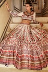 Buy_Rajdeep Ranawat_White Dupion Printed V Neck Leela Lehenga Set  _at_Aza_Fashions