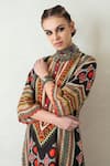 Shop_Rajdeep Ranawat_Black Silk Stand Collar Ghazala Printed Tunic  _Online_at_Aza_Fashions