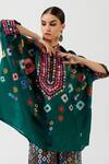 Buy_Rajdeep Ranawat_Green Silk Printed Geometric Band Collar Asymmetric Tunic  _Online_at_Aza_Fashions