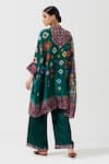 Shop_Rajdeep Ranawat_Green Silk Printed Geometric Band Collar Tunic  _at_Aza_Fashions